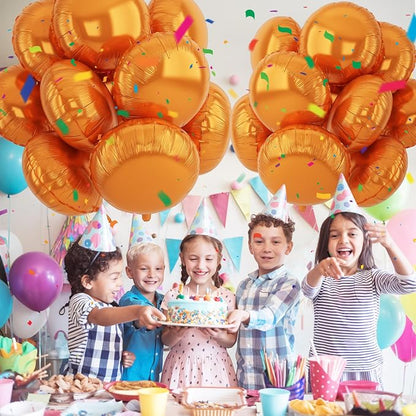 20PCS Orange Round Shaped Foil Balloons, 18 Inch Round Foil Balloon, Round - Image 5