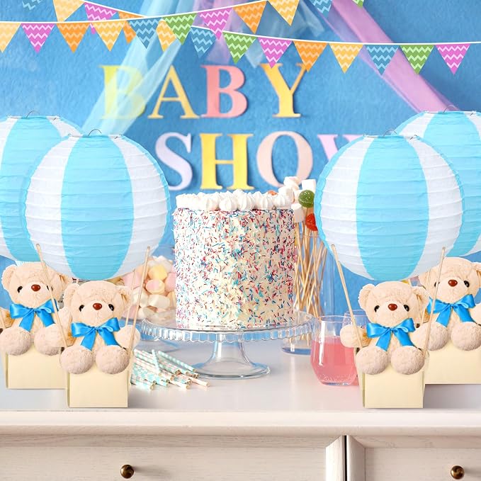 12 Sets Baby Shower Hot Air Balloon Table Centerpieces DIY Paper Lanterns - Image 2
