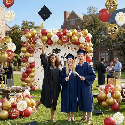 Graduation Balloons, Metallic Gold Confetti Latex Balloons, College High School - Image 3