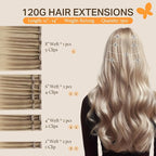 DOORES Hair Extensions Clip in Human Hair, Balayage Medium Copper to Sandy Blonde 18 Inch 120g 7pcs, Clip in Hair Extensions Remy Weft Natural Straight Weft for Women