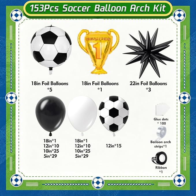 Soccer Party Decorations 153Pcs, World Soccer Balloon Garland Arch Kit - Image 2