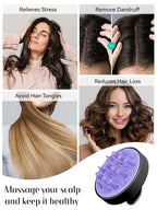 HEETA Hair Scalp Massager Brush, Updated Hair Shampoo Brush, Wet & Dry Scalp Exfoliator with Soft Silicone Bristles, Head Massager Washing Hair Care Tool for Women Men Kid for All Hair Types (Black)