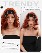 Grommet Headband for Women, Plus Black 23cm Hollow Out Elastic Hair Band, Eyelets Punk Grunge Stylish Hairband
