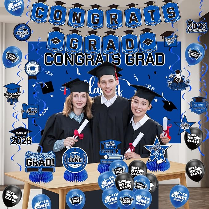 Graduation Decorations 2026 Blue Themed Set - Image 8