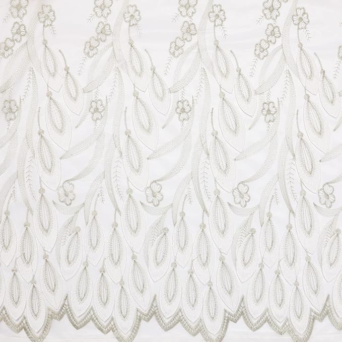 White Sheer Voile Curtains White Embossed Drip 54Wx72L Inch | Light Filtering - Image 7