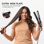 iQUE Flat Iron Hair Straightener & Curler 2-in-1 | Titanium Plates with Ionic Function | Heats in 2 Sec | Adjustable Temp up to 480°F | LCD Display | Dual Styling Tool | Dual Voltage 100-240V | 1.75"