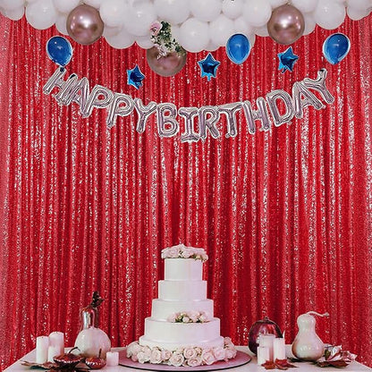 Red Sequin Backdrop Curtains 10FTx10FT 1 Panel | Shimmer Wall Backdrop - Image 2