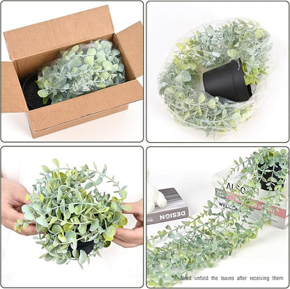 2Pcs Fake Hanging Plants with Pot Eucalyptus Leaves Fake Vines | UV Resistant - Image 5
