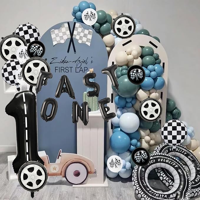 Race Car 1st Birthday Party Balloons, Fast One Letter Banner Balloon 40 Inch - Image 7