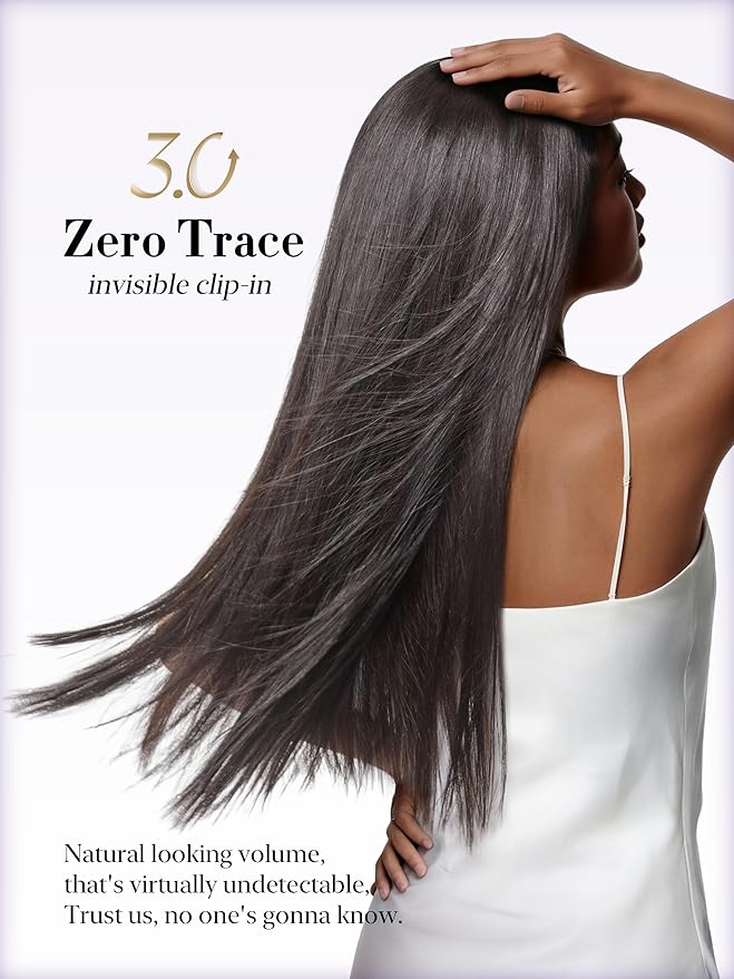 LUVME 0.59mm Zero Trace Invisible Clip in Hair Extensions, Silky Straight 7 Pcs 100g 20 Inch, 100% Real Human Hair Clip Ins, Seven Piece Set for Even Coverage and Natural Silky Style All Day