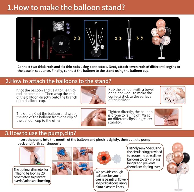 4 Sets Rose Gold and Black Balloons Stand - Image 5