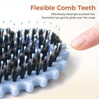Curly Hair Brush, Curl Defining Brush with Soft Boar Bristles for Combing, Shaping, and Styling Curly Hair Suitable for All Women and Men with Wet & Dry Hair(Blue)