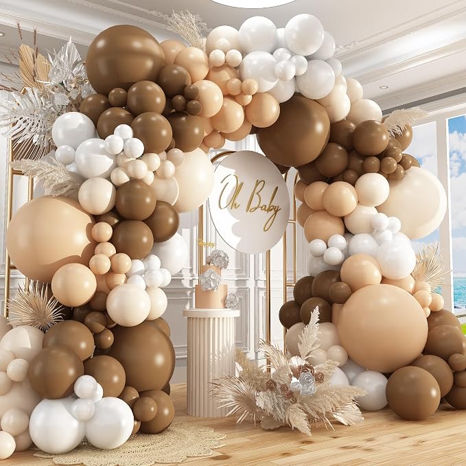 412Pcs Netural Balloon Garland Arch Kit, 5 10 12 18inch Brown Balloon Garland by PAXILE