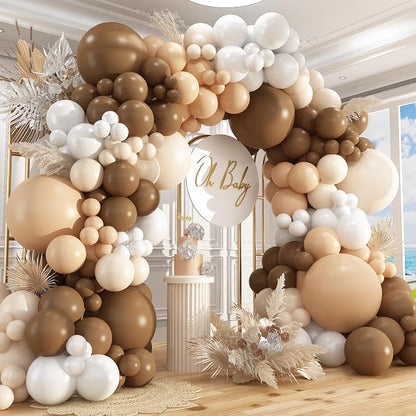 412Pcs Netural Balloon Garland Arch Kit, 5 10 12 18inch Brown Balloon Garland by PAXILE