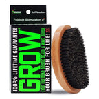 GROW Beard Brush & 360 Wave Brush for Men - Natural Boar Bristle For Fuller, Thicker Hair, Beard & Mustache - Premium Full-Size to Exfoliate, Strengthen Hair, Stimulate & Boost Growth