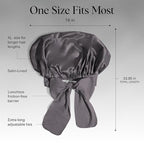 Kitsch XL Satin Bonnet for Sleeping - Softer Than Silk Hair Bonnet for Women - Secure Fit, Adjustable Night Cap for Curly & Textured Hair - Prevents Breakage, Tangles & Thinning - Charcoal