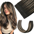 Pinkpearl Invisible Tape in Hair Extensions Human Hair, 20pcs 18inch 50g #2/6/2 Balayage Dark Brown to Chestnut Brown Injection Tape in Extensions Real Remy Human Hair Injected