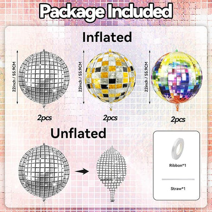 6pcs 22 Inch Colorful Disco Ball Balloons - Image 2