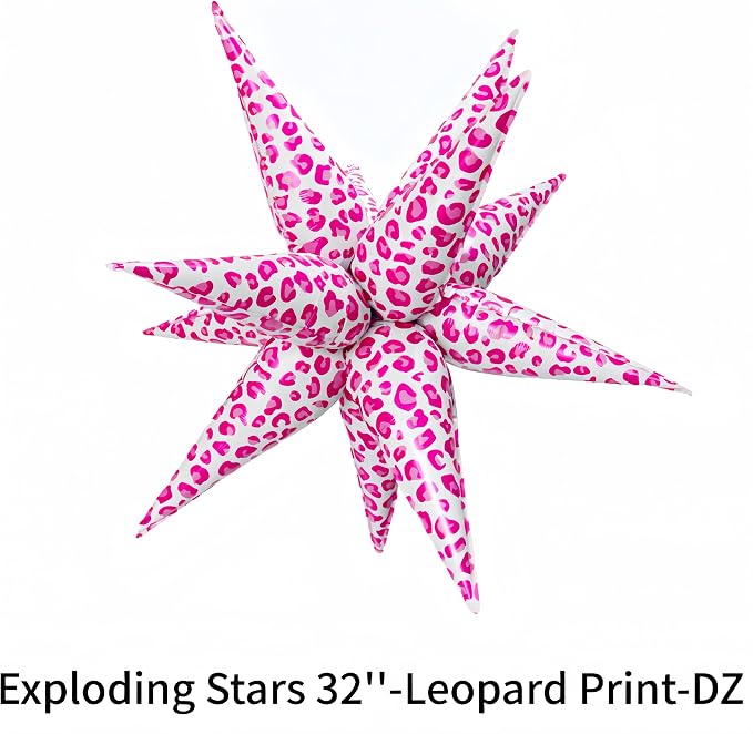 2Pcs 32 Inch Pink Leopard Explosion Star Cheetah Print Balloons/Y2K Party Decor - Image 4
