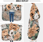 ALAZA Vintage Modern Floral Flower Barber Cape for Men Women, Waterproof Haircut Apron Beard Shaving Bib Hair Cutting Cloth 55 x 65 Inch
