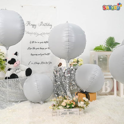 22 Inch White Foil Balloons, Large Metallic White Round Balloons, Sphere Ball - Image 7