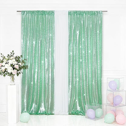 Eternal Beauty Mint Green 3mm Sequin Backdrop 2x8 Ft 2 Pack Wedding | Dense by EternalBeauty