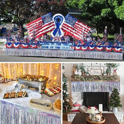 BEISHIDA Laser Silver Fringe Garland Banner 30ft Wall Tinsel Foil Streamers | - Image 6