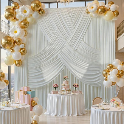 50ft x 15ft Ivory Backdrop Curtains - Image 6