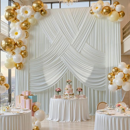20ft x 12ft Wrinkle Free Ivory Backdrop Curtains - Image 4