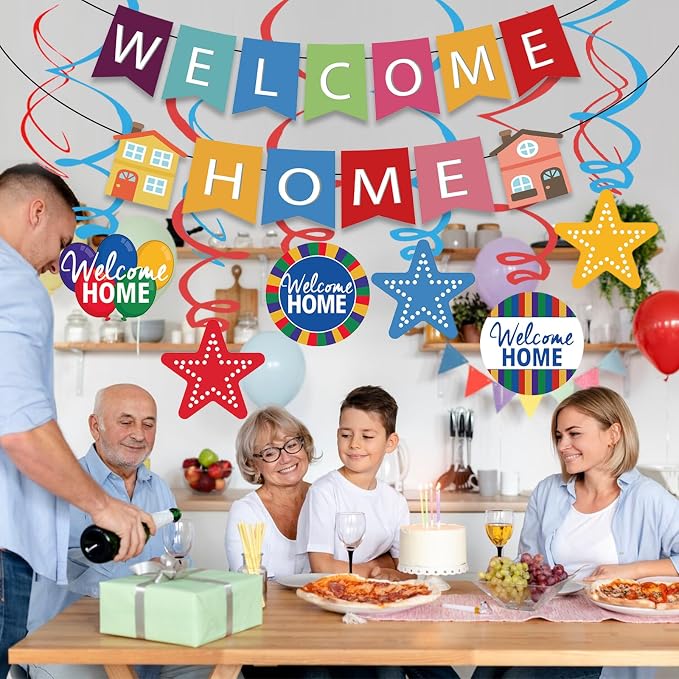 Welcome Home Banner, Colorful Paper Welcome Home Decorations - Image 4