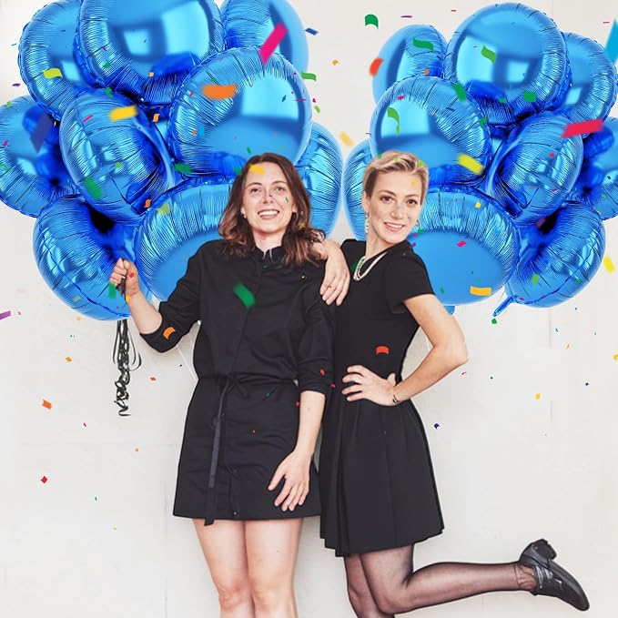 20PCS Blue Round Shaped Balloons, 18 Inch Round Foil Balloon, Royal Blue Giant - Image 5