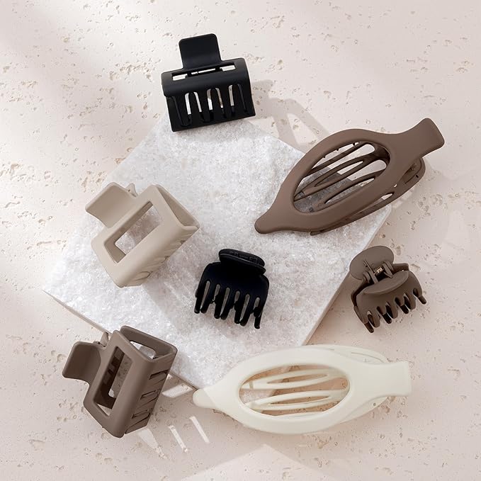 3 Styles 12PCS Hair Clips for Women Small Medium Big Claw Clips for Thin Thick Hair 4.6'' Flat Hair Claws 2'' Rectangle |Small Double Row Hair Claw Clips Combination Hair Accessories for Women