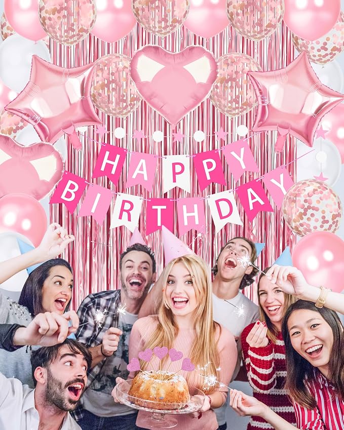 Pink Happy Birthday Party Decorations - Image 2