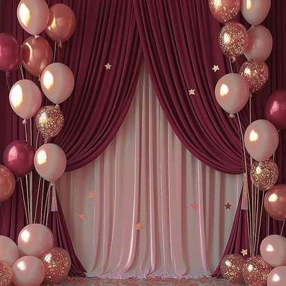 ESGOTBME 10x10ft Wrinkle Free ‌Burgundy Backdrop Curtain - Image 9