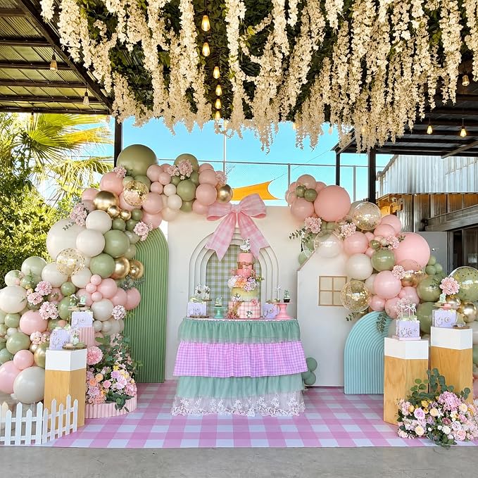 Sage Green and Pink Balloons Arch Kit - Image 2