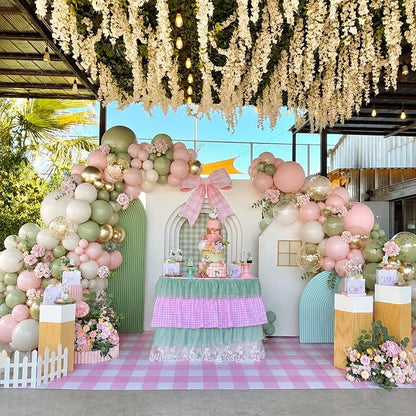 Sage Green and Pink Balloons Arch Kit - Image 2