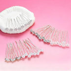 40 PCS Wedding Hair Pins for Brides, Pearl Hair Pins for Wedding, Silver Crystal Rhinestone Hair Pin Decorative Hair Accessories for Bridal Bridesmaid Women Prom Party