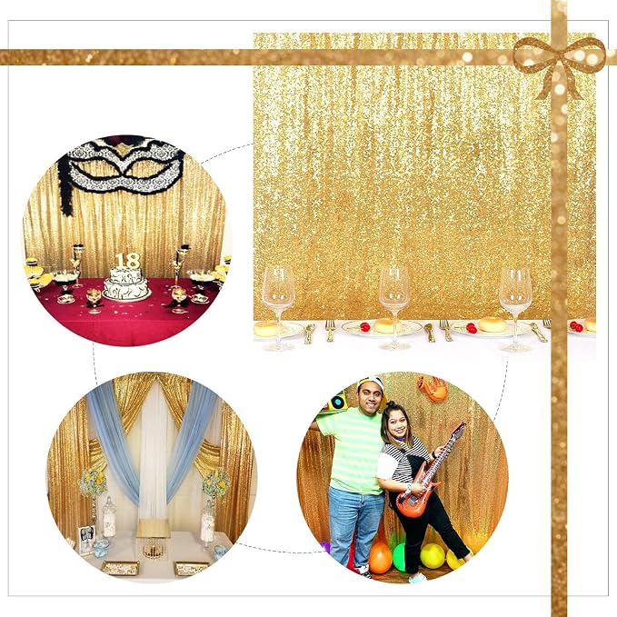 Gold Sequin Backdrop 8FTx8FT NO See-Through Photobooth Backdrop Curtains - Image 8