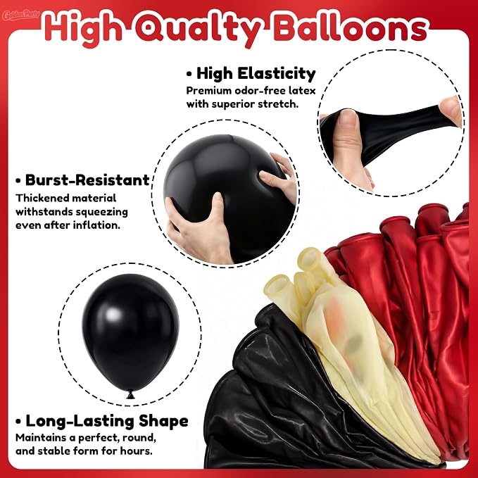 Red and Black Balloons, Baby Shower, Anniversary, Graduation, Wedding Party - Image 3