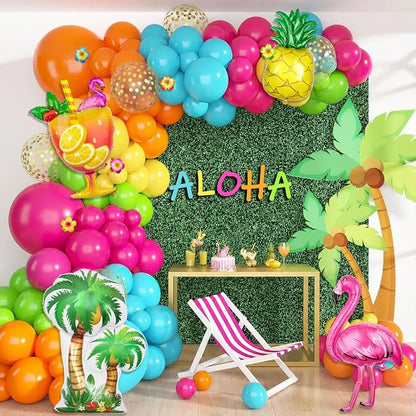 189Pcs Tropical Balloons Arch Kit, Luau Summer Party Decorations | Hot Pink by OUDDYLIFE