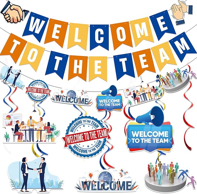 Welcome To The Team Banner and Hanging Swirls, Welcome Banner, Welcome by Yavxzvbw