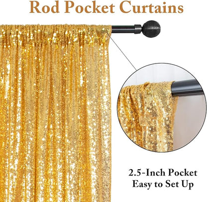 ShinyBeauty Gold Sequin Backdrop 7FTx7FT Wedding, Studio Decor - Image 3