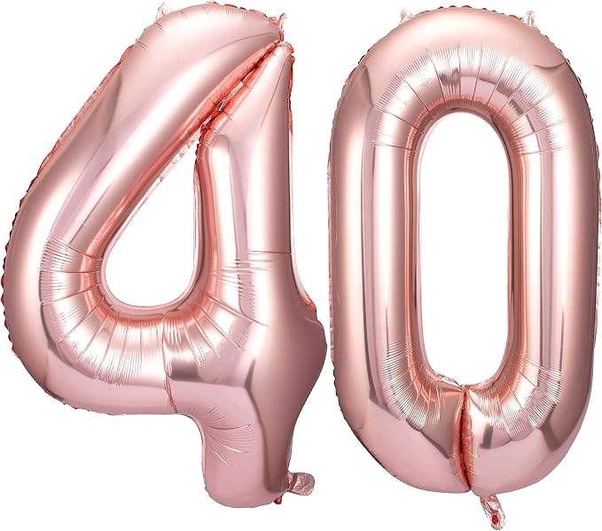 Rose Gold 40 Number Balloons Big Giant Jumbo Large Number 40 Foil Mylar Balloons by COLORFULELVES