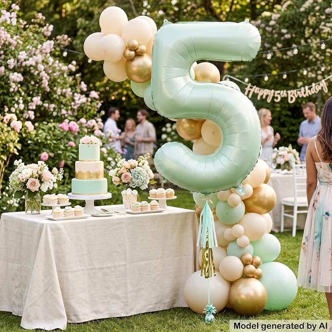 40 Inch Olive Green Number 5 Foil Balloon - Image 4