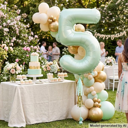 40 Inch Olive Green Number 5 Foil Balloon - Image 4
