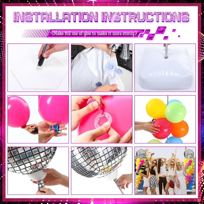 Kasyat 2 Sets 90s 80s Disco Balloon Column Stand Kit - Image 4