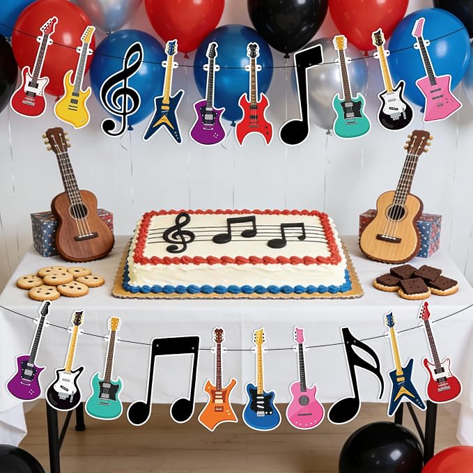 Hooqict Guitar Birthday Party Banner Music Themed Party Decorations Banner - Image 6