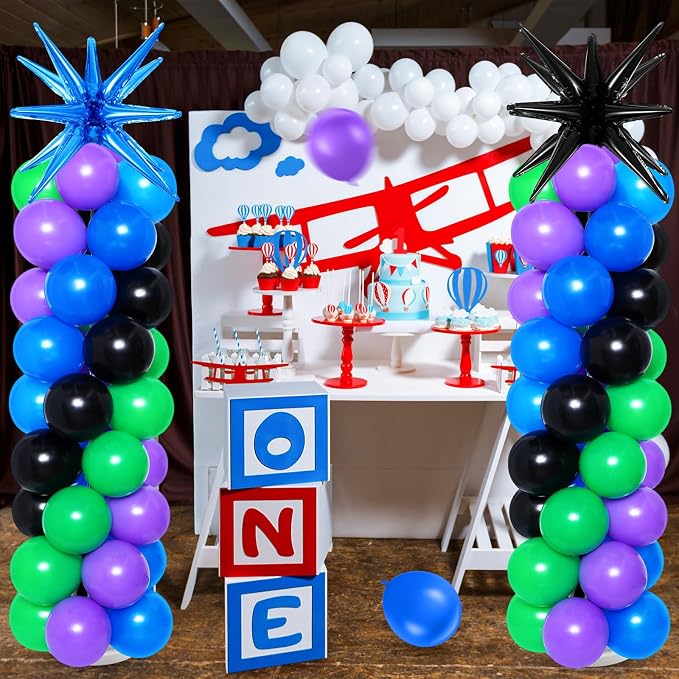 2 Set Blue Black Purple Toy Inspired Cartoon Balloon Column Stand Kit - Image 7