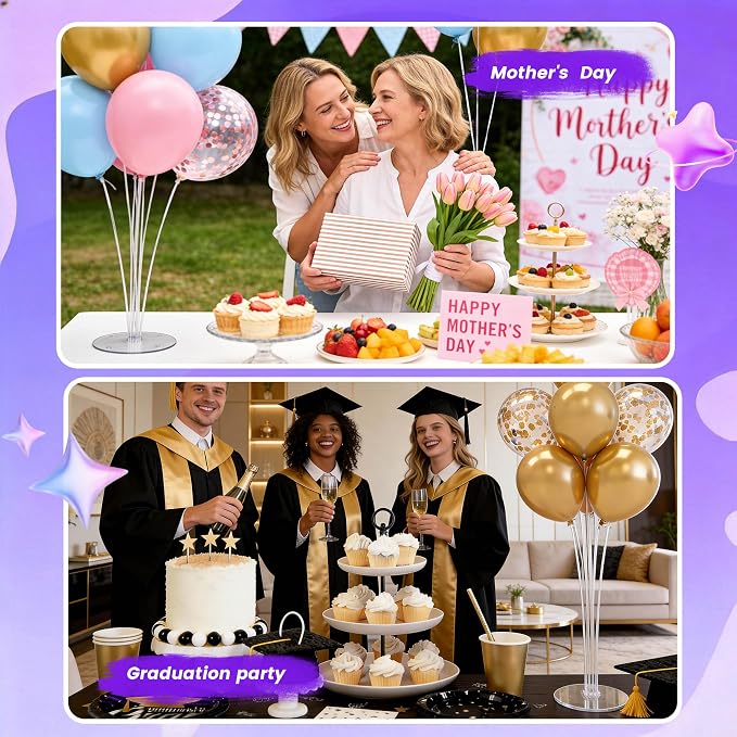4 Sets Balloon Stand Kit For Table, Balloon Sticks - Image 2