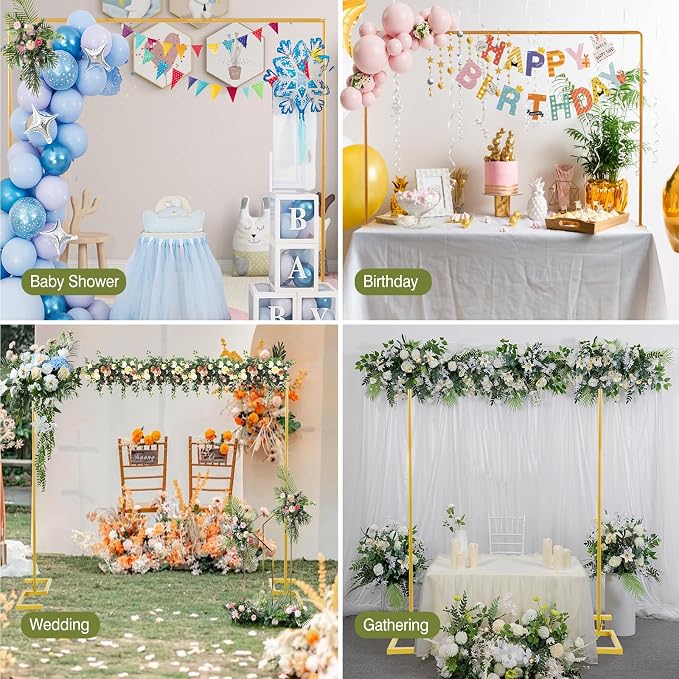 8.2FT x 8FT Square Backdrop Stand Heavy Duty Gold Wedding Arch - Image 8